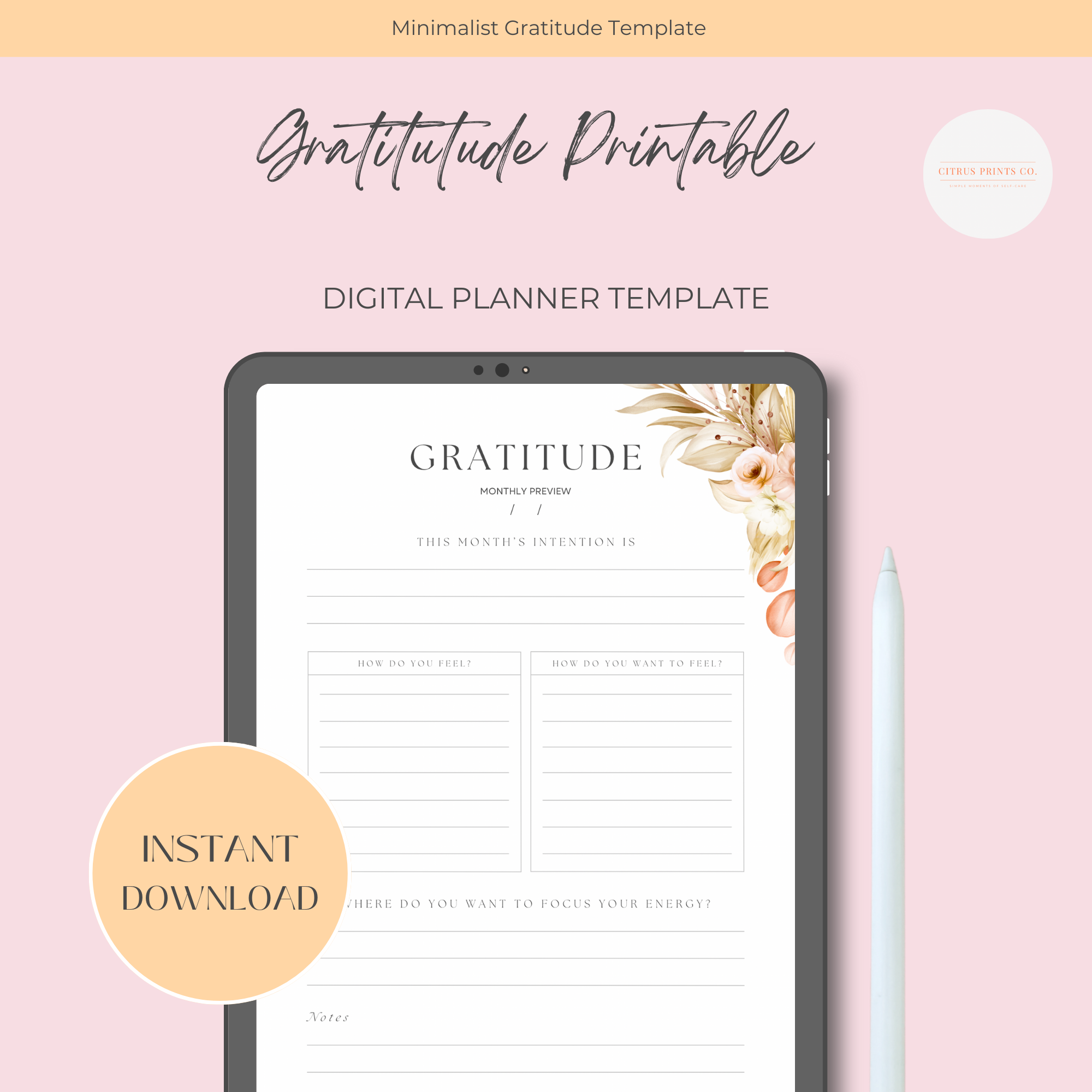 Monthly Gratitude Preview – Printable PDF