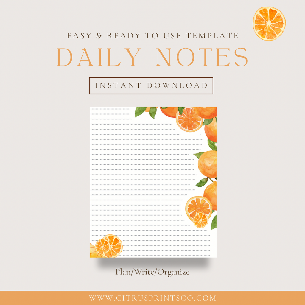 Orange 🍊 Writing Page | Lined Printable